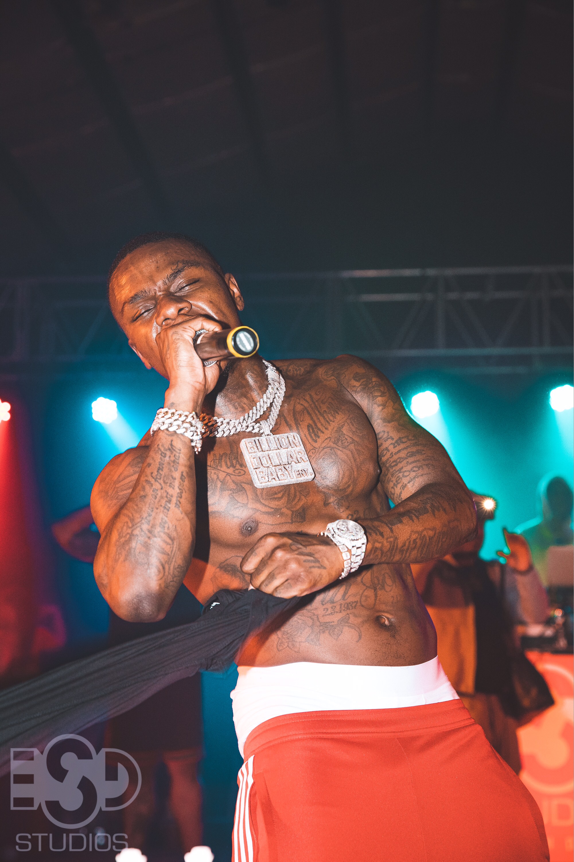 DaBaby performing closeup